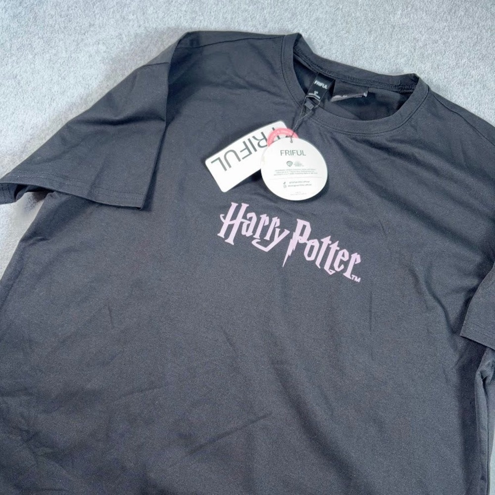 Friful Harry Potter Graphic Tee Unisex XL Black Solid NWT Wizarding World Logo
